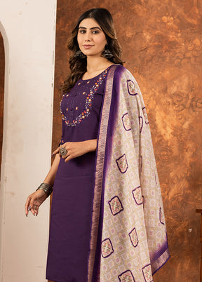 3 Pc Wine Silk Suit Set