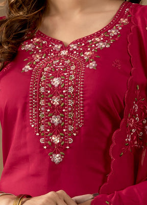 3 Pc Pink Silk Suit Set