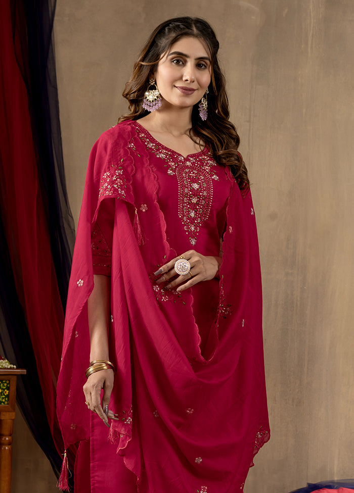 3 Pc Pink Silk Suit Set