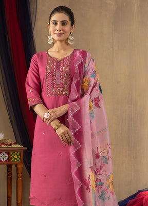 3 Pc Pink Silk Suit Set
