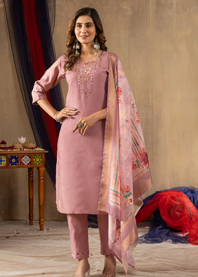 3 Pc Pink Silk Suit Set
