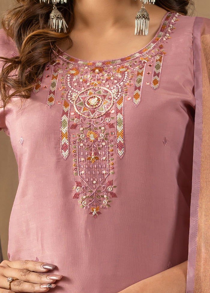 3 Pc Pink Silk Suit Set