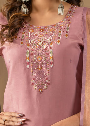 3 Pc Pink Silk Suit Set