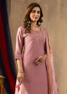 3 Pc Pink Silk Suit Set