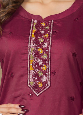 3 Pc Purple Silk Suit Set