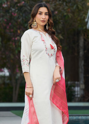 3 Pc White Silk Suit Set