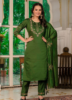 3 Pc Brown Silk Suit Set