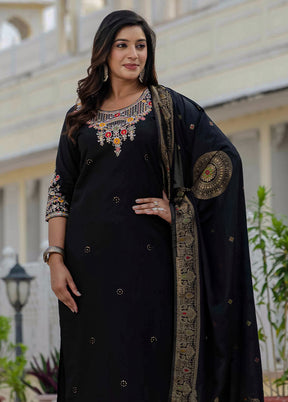3 Pc Black Silk Suit Set
