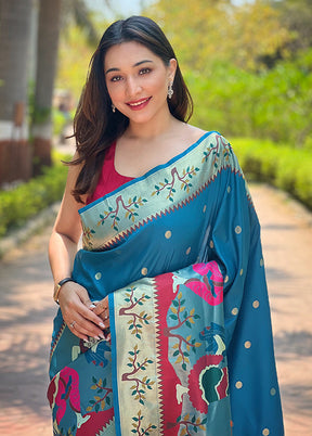 Multicolor Spun Silk Saree With Blouse Piece