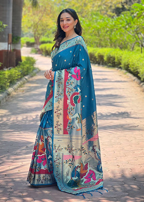Multicolor Spun Silk Saree With Blouse Piece