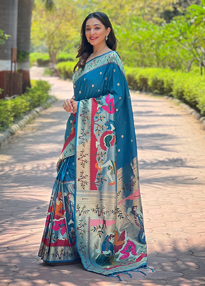 Multicolor Spun Silk Saree With Blouse Piece