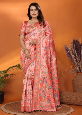Pink Spun Silk Saree With Blouse Piece