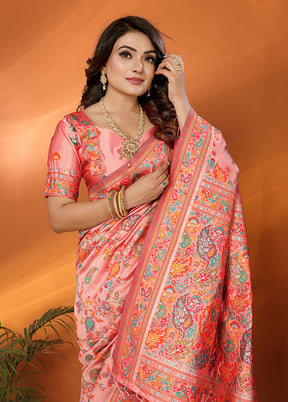 Pink Spun Silk Saree With Blouse Piece