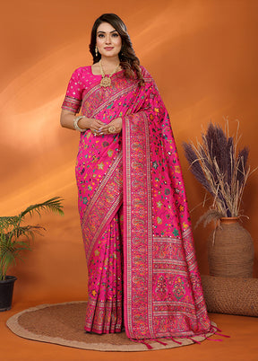 Pink Spun Silk Saree With Blouse Piece