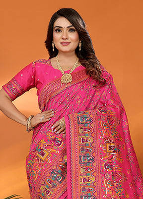 Multicolor Spun Silk Saree With Blouse Piece