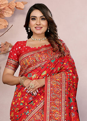 Multicolor Spun Silk Saree With Blouse Piece