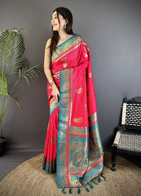Pink Spun Silk Saree With Blouse Piece
