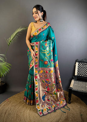 Multicolor Spun Silk Saree With Blouse Piece