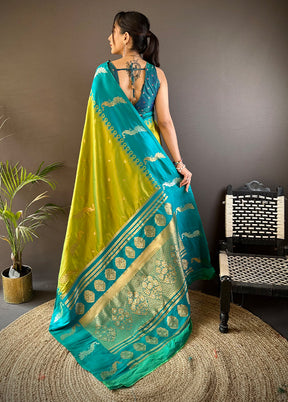 Green Spun Silk Saree With Blouse Piece