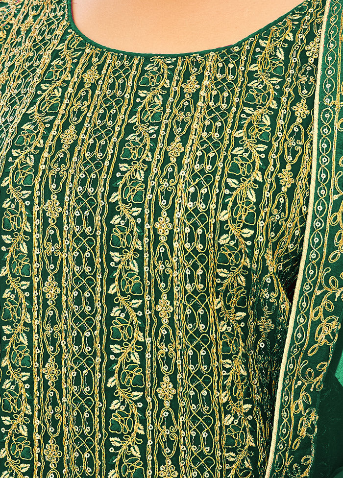 3 Pc Dark Green Semi Stitched Georgette Suit Set VDSOT16062061 - Indian Silk House Agencies