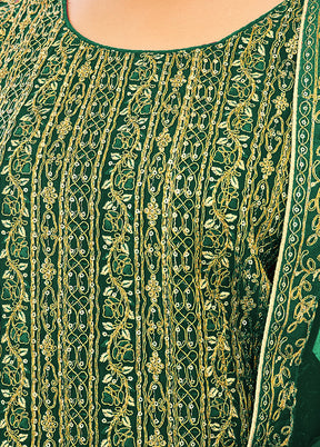 3 Pc Dark Green Semi Stitched Georgette Suit Set VDSOT16062061 - Indian Silk House Agencies