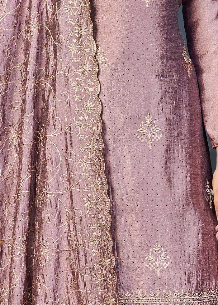 3 Pc Lavender Semi Stitched Silk Suit Set VDSOT16062047 - Indian Silk House Agencies