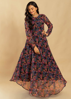 Multicolor Georgette Long Dress - Indian Silk House Agencies