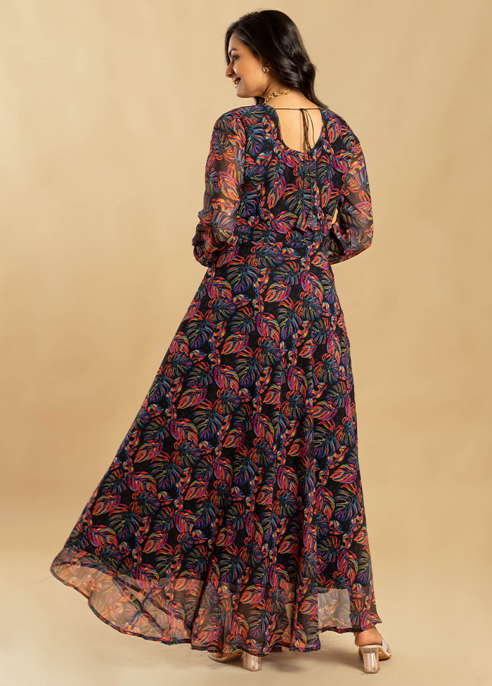 Multicolor Georgette Long Dress - Indian Silk House Agencies