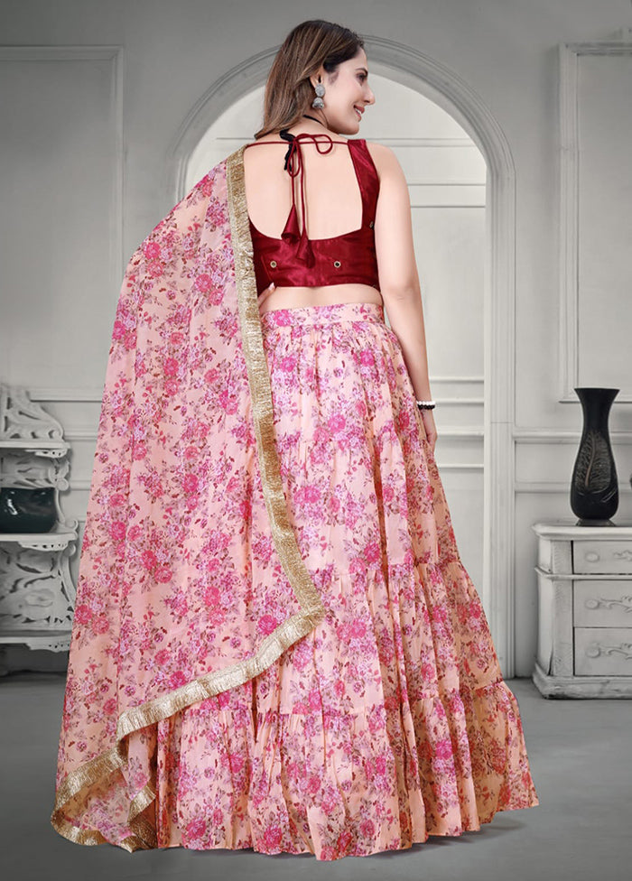 3 Pc Multicolor Net Semi Stitched Lehenga Set - Indian Silk House Agencies