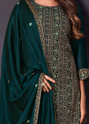 3 Pc Green Semi Stitched Georgette Suit Set VDSOT26062025 - Indian Silk House Agencies