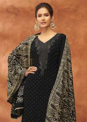3 Pc Black Unstitched Pure Georgette Suit Set VDSOT14082027 - Indian Silk House Agencies