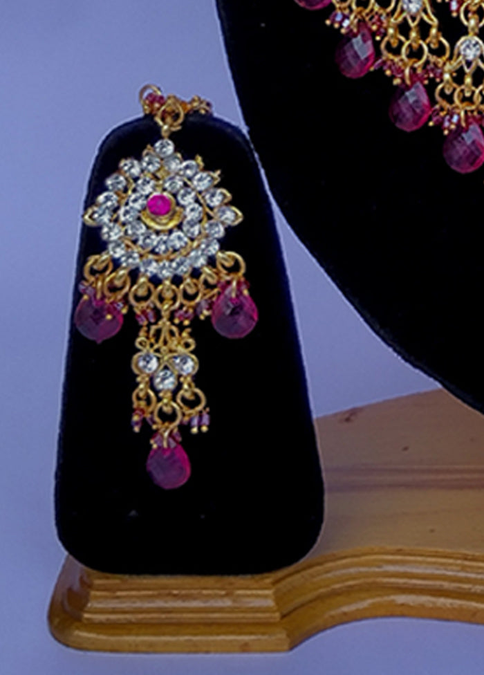 Multicolor Alloy Jewellery Set (1 Necklace, 1 Pair Earrings, 1 Mang Tikka)