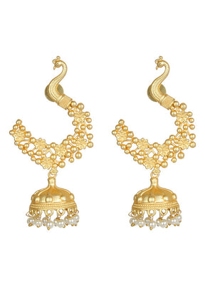 Handcrafted Matte Gold Brass Earrings - Indian Silk House Agencies