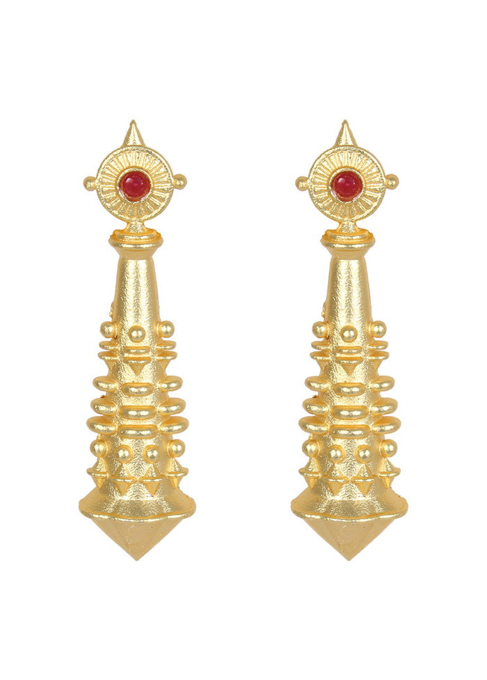 Handcrafted Red Matte Gold Brass Earrings - Indian Silk House Agencies