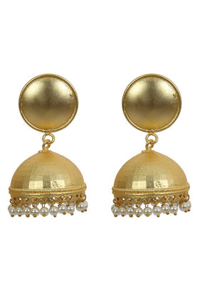 Handcrafted Matte Gold Brass Jhumka - Indian Silk House Agencies