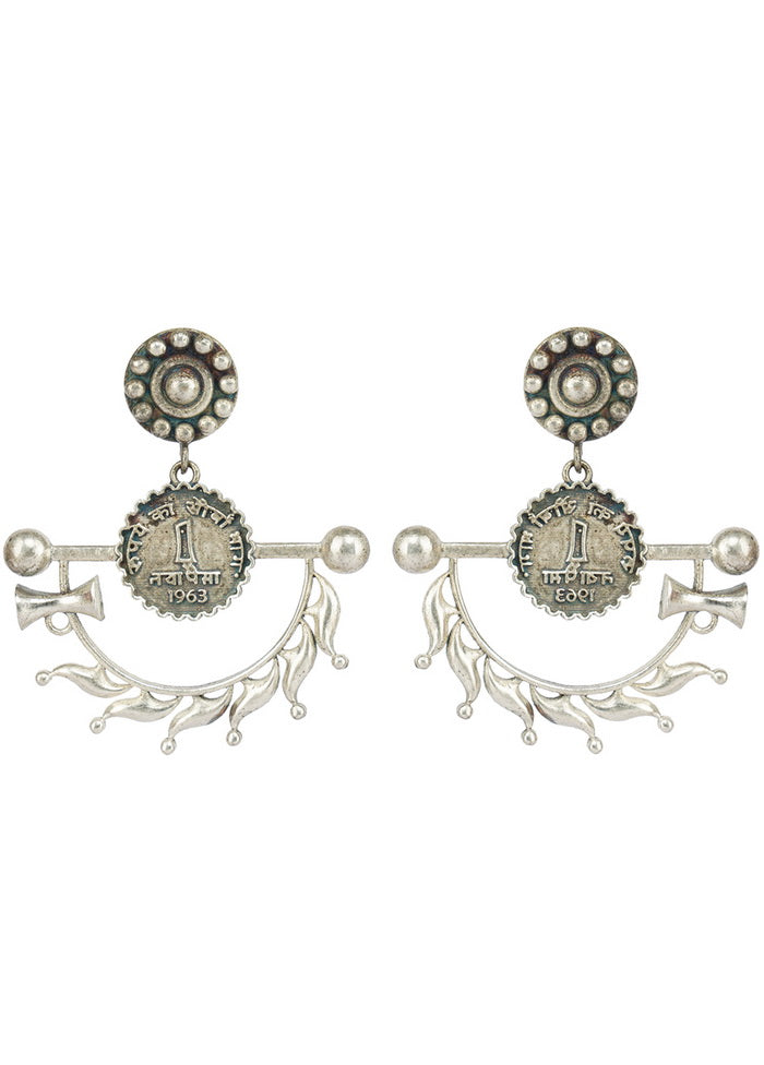Handcrafted Silver Tone Brass Earrings - Indian Silk House Agencies