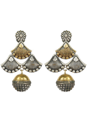 Handcrafted Dual Tone Brass Earrings - Indian Silk House Agencies
