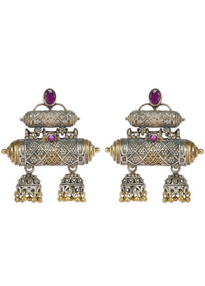 Handcrafted Dual Tone Brass Earrings - Indian Silk House Agencies