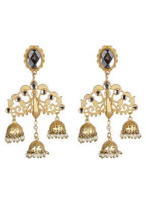 Livid Matte Gold Brass Earrings - Indian Silk House Agencies