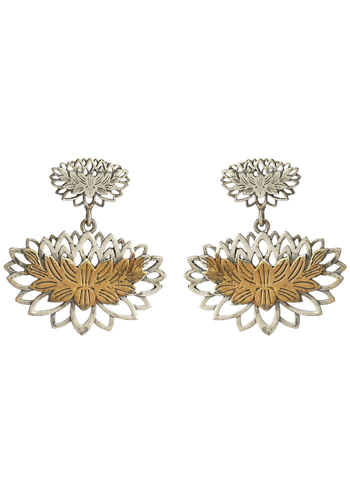 Simple Design Dual Tone Brass Earrings - Indian Silk House Agencies