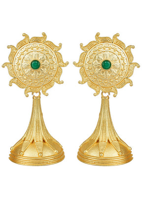 Handcrafted Matte Gold Brass Earrings - Indian Silk House Agencies