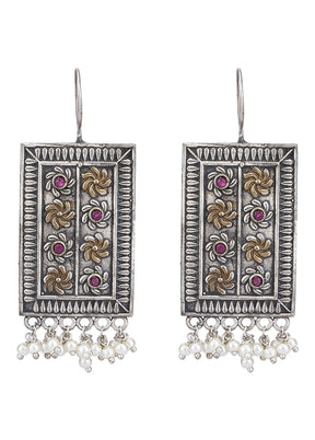 Red Handcrafted Brass Earrings - Indian Silk House Agencies