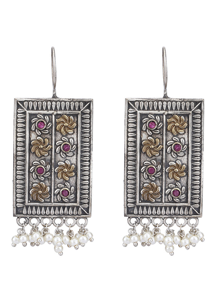 Red Handcrafted Brass Earrings - Indian Silk House Agencies