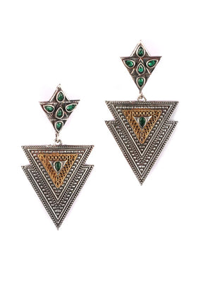 Dual Tone Handcrafted Brass Earrings - Indian Silk House Agencies