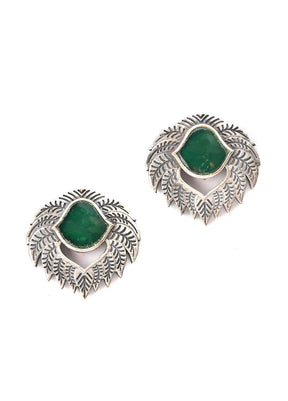 Handcrafted Brass Earrings In Silver Tone - Indian Silk House Agencies