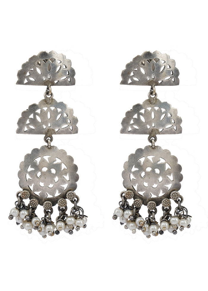 A Stunning Earrings In The Silver Tone Finish With Intricate Handcrafted Detailing - Indian Silk House Agencies