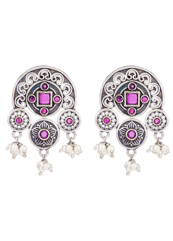 Set Of 2 Handcrafted Silver Tone Brass Necklace Set - Indian Silk House Agencies