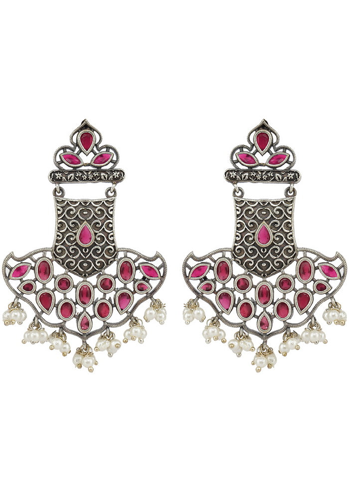 Handcrafted Silver Tone Brass Earrings - Indian Silk House Agencies