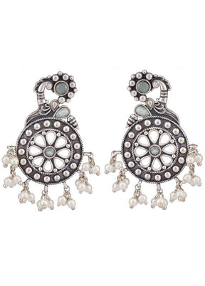 Handcrafted Silver Tone Brass Earrings - Indian Silk House Agencies