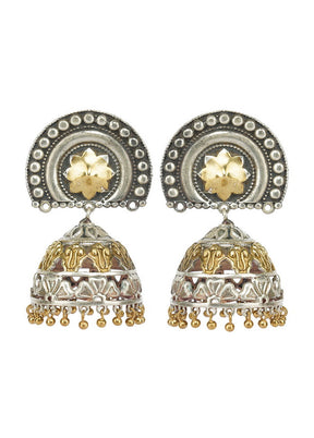 Handcrafted Dual Tone Brass Jhumka - Indian Silk House Agencies